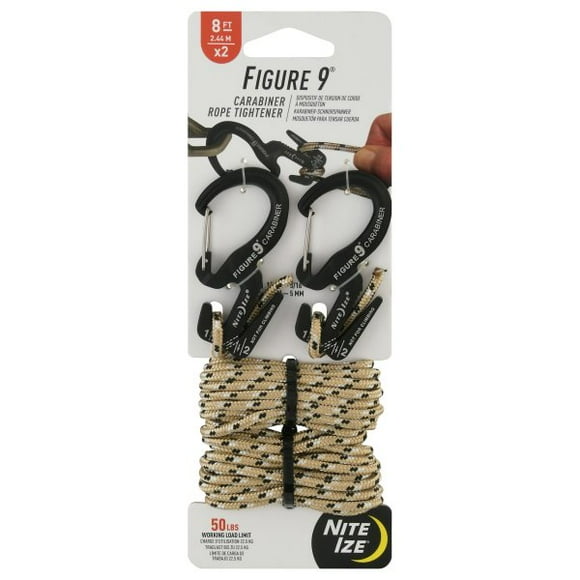 Large Aluminium Rope Tightener Mechanism Carabiner Clip,Lightweight Sturdy Durable with Carabiner Clip for Tying Down Tents Tarps,Rope Tightener Pull 500 Lb Nero KFGJ Cord Tightener